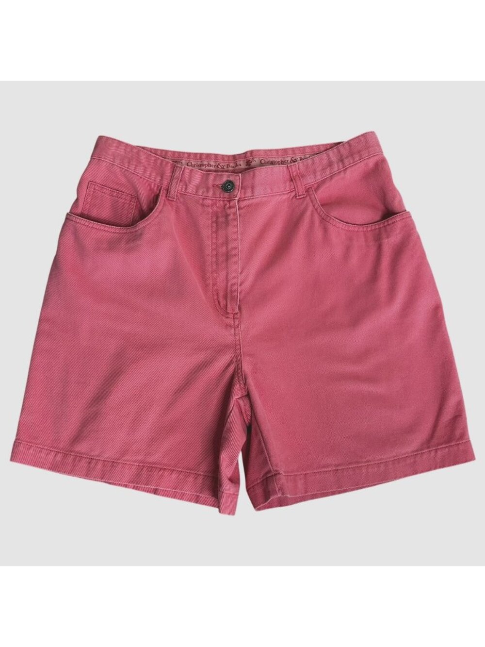 VTG CHRISTOPHER & BANKS High Waisted Cotton Coral Pink Mom Shorts 90s Y2K Sz 12